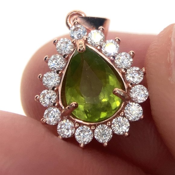 Peridot 1.32ct Rose Gold Finish Solid 925 Sterling Silver Pendant - Picture 1 of 7